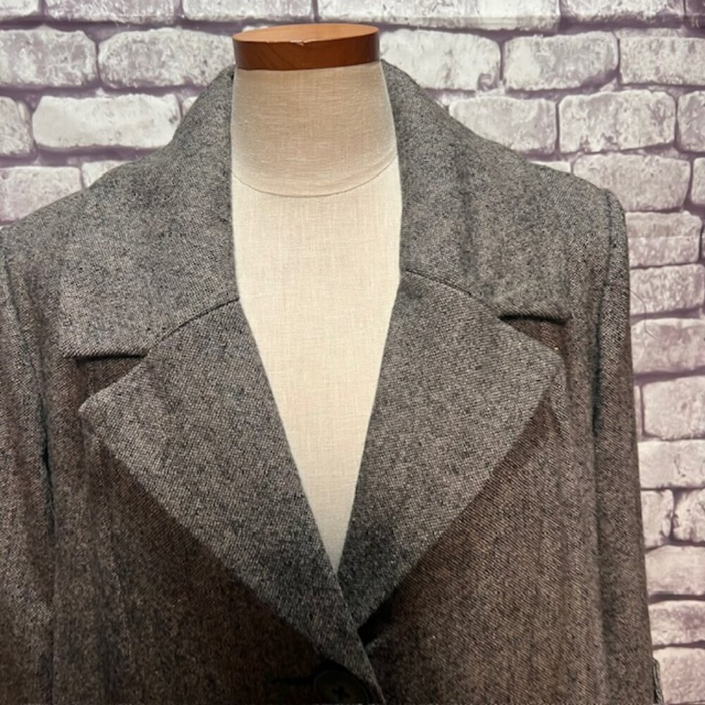 CAbi Black & Gray Tweed Long Sleeve Coat Size 14 - Picture 2 of 8
